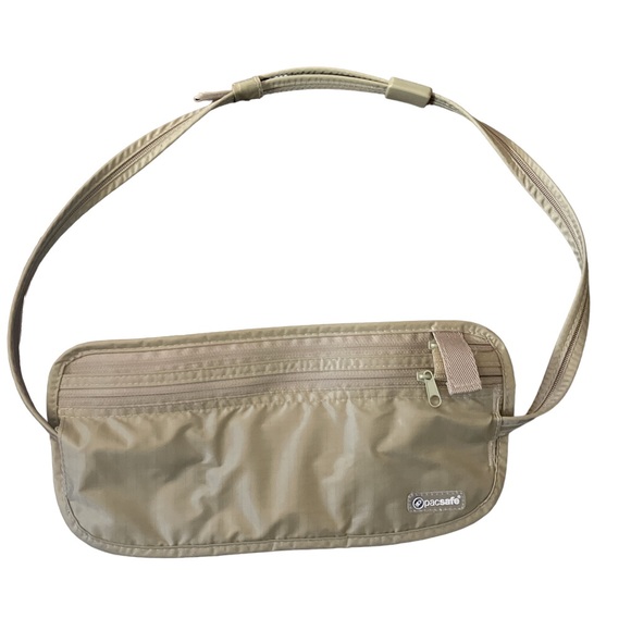 Pacsafe Bags Pacsafe Travel Safe Double Zip Tan Beige Fanny Waist